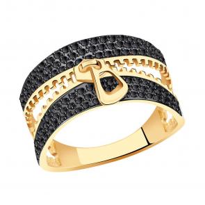 Золотое кольцо Молния Александра с фианитом кл3670-20ск-ч фото