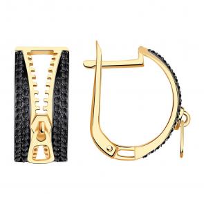 Золотые серьги Александра с фианитом кл3670а-20ск-ч фото