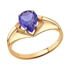 Золотое кольцо Александра с ситаллом цвета Танзанит кл3680-73ск фото