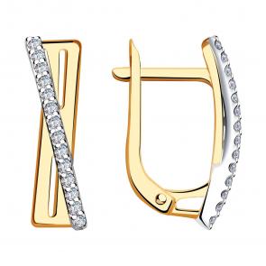 Золотые серьги Александра с фианитом кл3705асбк фото