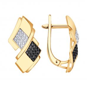 Золотые серьги Александра с фианитом кл3714а-20ск-ч фото