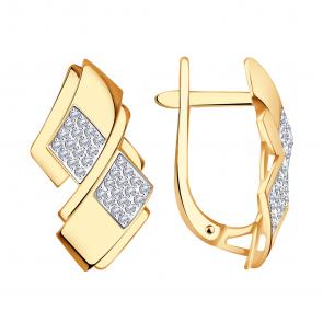 Золотые серьги Александра с фианитом кл3714аск фото