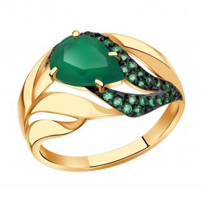 Золотое кольцо Александра с фианитом и агатом кл3720-12ск-з фото