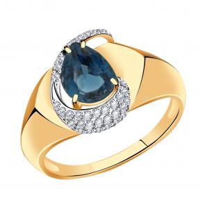 Золотое кольцо Александра с фианитом и Лондон топазом кл3732-28ск фото