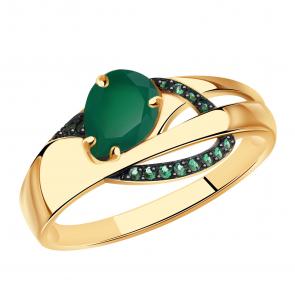 Золотое кольцо Александра с фианитом и агатом кл3738-12ск-з фото