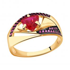 Золотое кольцо Александра с фианитом и рубиновым корундом кл3744-30ск-р фото