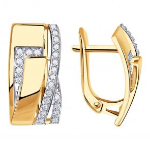 Золотые серьги Александра с фианитом кл3767аск фото