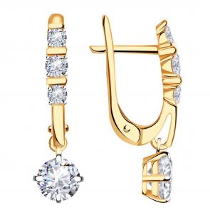 Золотые серьги Александра с фианитом кл3798аск фото