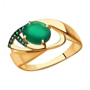 Золотое кольцо Александра с фианитом и агатом кл3825-12ск-з фото
