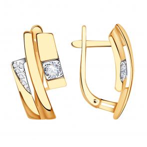 Золотые серьги Александра с фианитом кл3827аск фото