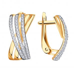 Золотые серьги Александра с фианитом кл3828аск фото