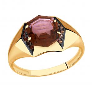 Золотое кольцо Александра с фианитом и родолитом кл3851-86ск-р фото