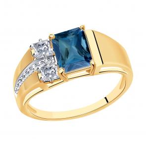 Золотое кольцо Александра с фианитом и Лондон топазом кл3864-28ск фото