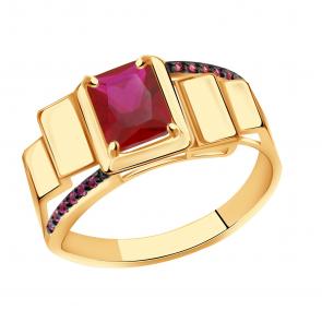 Золотое кольцо Александра с фианитом и рубиновым корундом кл3883-30ск-р фото