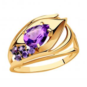 Золотое кольцо Александра с фианитом и аметистом кл3918-3ск-си фото