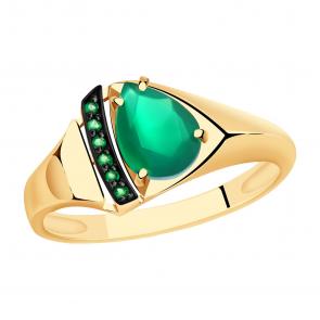 Золотое кольцо Александра с фианитом и агатом кл3925-12ск-з фото