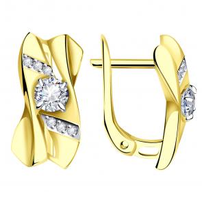 Серьги из лимонного золота Александра с фианитом кл3937асл фото