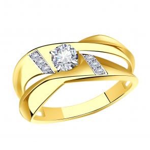 Кольцо из лимонного золота Александра с фианитом кл3937сл фото