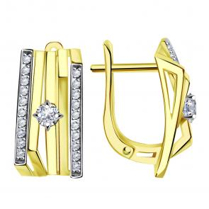 Серьги из лимонного золота Александра с фианитом кл3968асл фото