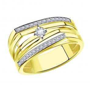 Кольцо из лимонного золота Александра с фианитом кл3968сл фото