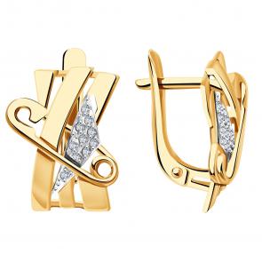 Золотые серьги Александра с фианитом кл3975аск фото
