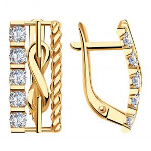 Золотые серьги Александра с фианитом кл3977аск фото