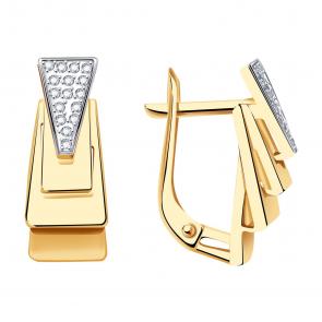 Золотые серьги Александра с фианитом кл3989аск фото