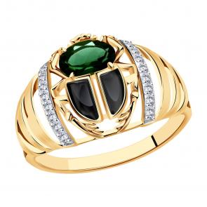 Золотое кольцо Александра с фианитом и турмалином кл3999-26ск фото