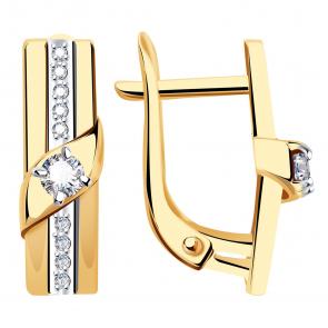 Золотые серьги Александра с фианитом кл4016аск фото