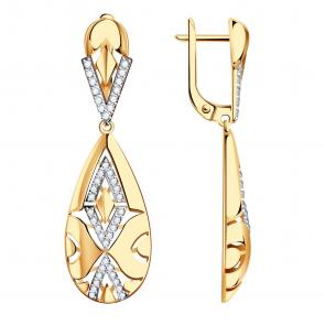 Золотые серьги Александра с фианитом кл4028аск фото