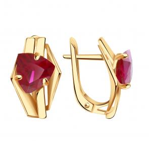 Золотые серьги Александра с рубиновым корундом кл4032а-30ск фото
