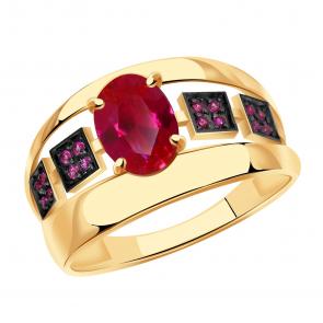 Золотое кольцо Александра с фианитом и рубиновым корундом кл4053-30ск-р фото