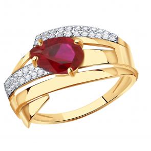Золотое кольцо Александра с фианитом и рубиновым корундом кл4070-30ск фото
