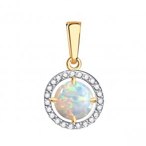 Золотая подвеска Александра с фианитом и опалом кл4094б-15ск фото