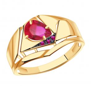 Золотое кольцо Александра с фианитом и рубиновым корундом кл4096-30ск-р фото