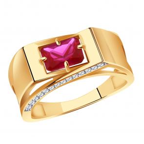 Золотое кольцо Александра с фианитом и рубиновым корундом кл4110-30ск фото
