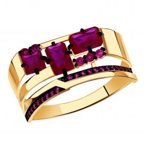 Золотое кольцо Александра с фианитом и рубиновым корундом кл4132-30ск-р фото