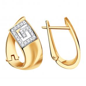 Золотые серьги Александра с фианитом кл4142аск фото