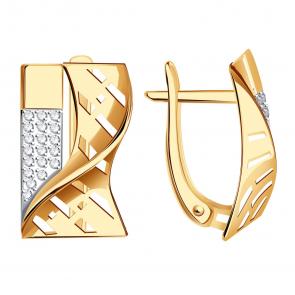 Золотые серьги Александра с фианитом кл4159аск фото