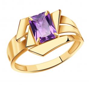 Золотое кольцо Александра с аметистом кл4165-3ск фото