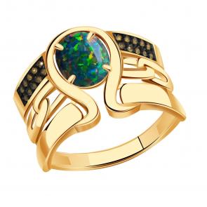 Золотое кольцо Александра с фианитом и опалом кл4174-15ск-ш фото