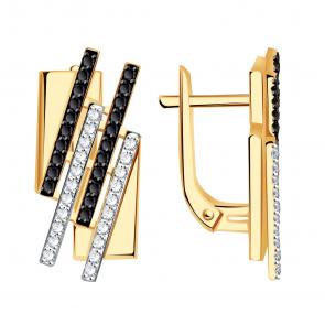 Золотые серьги Александра с фианитом кл4179а-20ск-ч фото