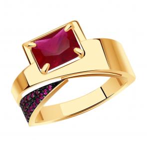 Золотое кольцо Александра с фианитом и рубиновым корундом кл4190-30ск-р фото