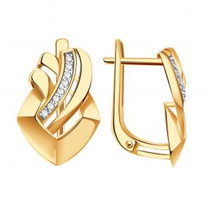 Золотые серьги Александра с фианитом кл4200аск фото