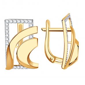 Золотые серьги Александра с фианитом кл4220аск фото