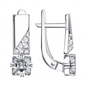 Серьги из белого золота Александра с фианитом кл4226асб фото