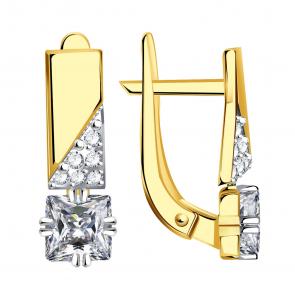 Серьги из лимонного золота Александра с фианитом кл4226асл фото