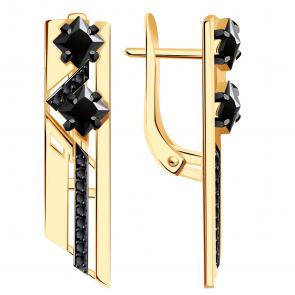 Золотые серьги Александра с фианитом кл4232а-20ск-ч фото