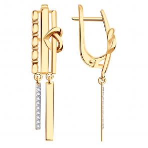 Золотые серьги Александра с фианитом кл4259аск фото