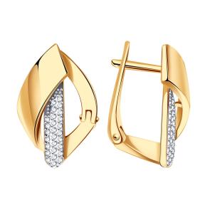 Золотые серьги Александра с фианитом кл4261аск фото